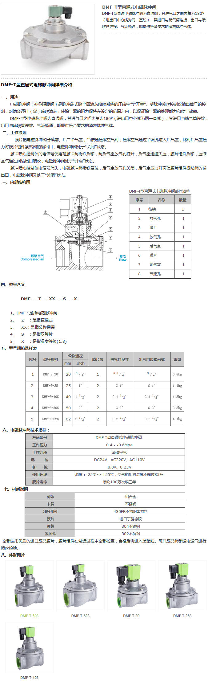 直通式電磁脈沖閥